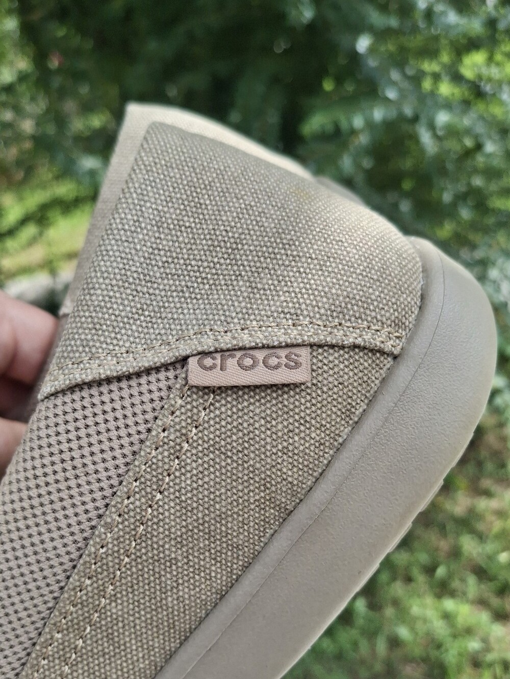 Crocs Men's Santa Cruz Slip-On Kakhi Canvas Loafers Size 11 - Picture 7 of 10